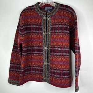 Vintage Newton Trading Co Fair Isle Wool Cardigan Sweater Size Medium